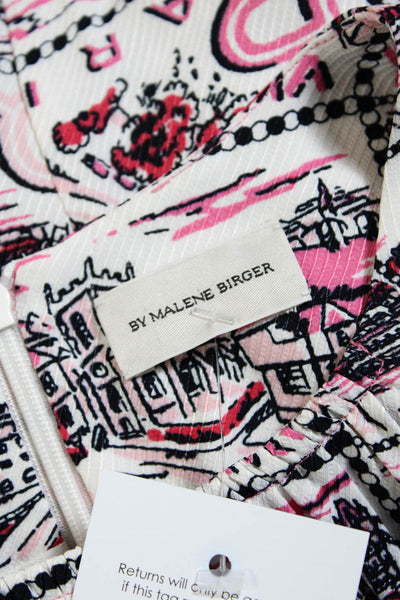 By Malene Birger Womens Graphic Print Round Neck Long Sleeve Blouse Pink Size 34