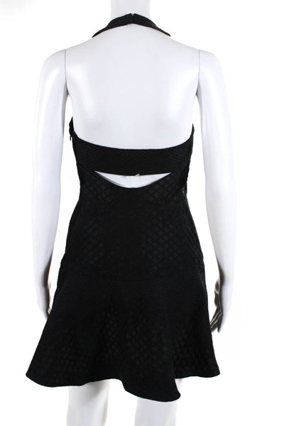 Parker Womens Cotton Textured Halter Sleeveless A-Line Short Dress Black Size XS