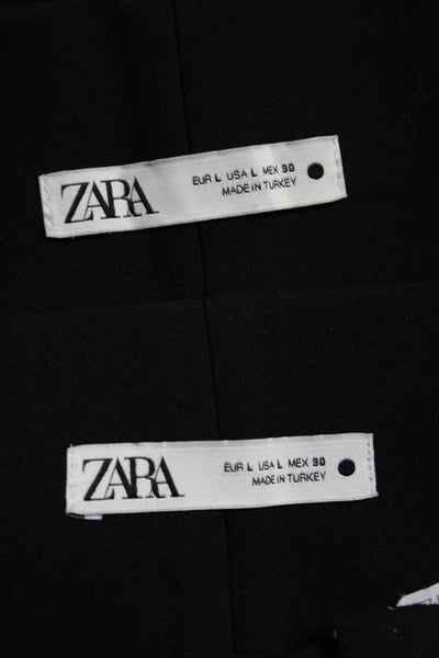 Zara Womens High Rise Zippered Tapered Slim Fit Dress Pants Black Size L Lot 2