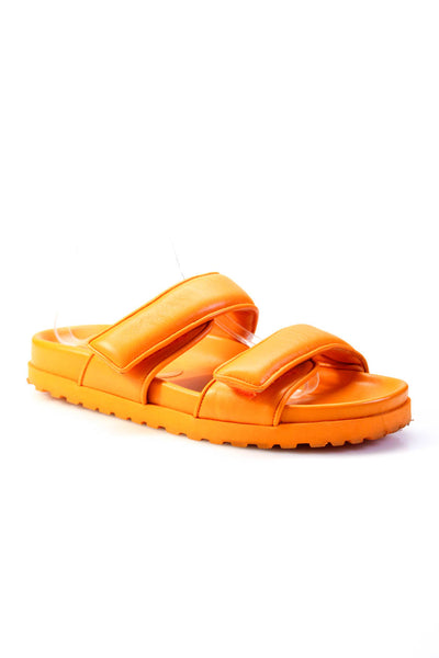 Gia x Pernille Teisbaek Womens Hook & Loop Tape Slides Sandals Orange Size 10