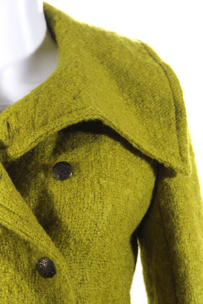 J Crew Womens Mohair Double Breasted Pea Coat Chartreuse Green Size 2