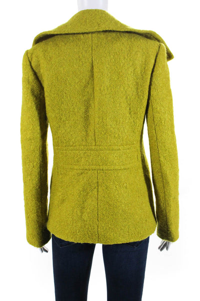 J Crew Womens Mohair Double Breasted Pea Coat Chartreuse Green Size 2