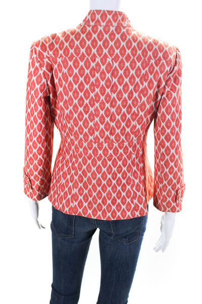 Nanette Lepore Womens Woven Geometric Button-Up Long Sleeve Jacket Orange Size 6