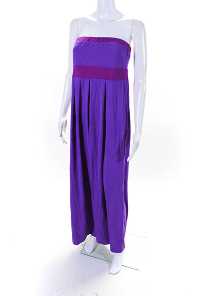 Eva Alexander Women's Strapless Pleated Maxi Sundress Purple Size 8