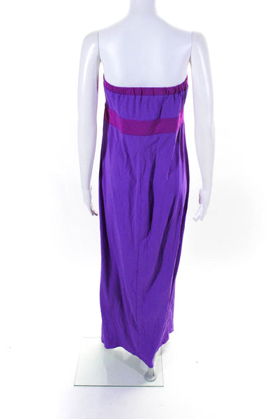 Eva Alexander Women's Strapless Pleated Maxi Sundress Purple Size 8