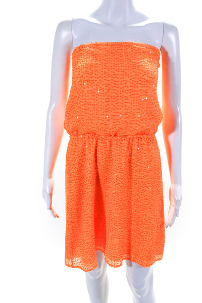 Calypso Saint Barth Women's Sequin Drawstring Mini Sundress Orange Size S