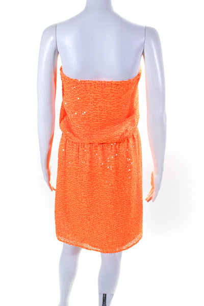 Calypso Saint Barth Women's Sequin Drawstring Mini Sundress Orange Size S