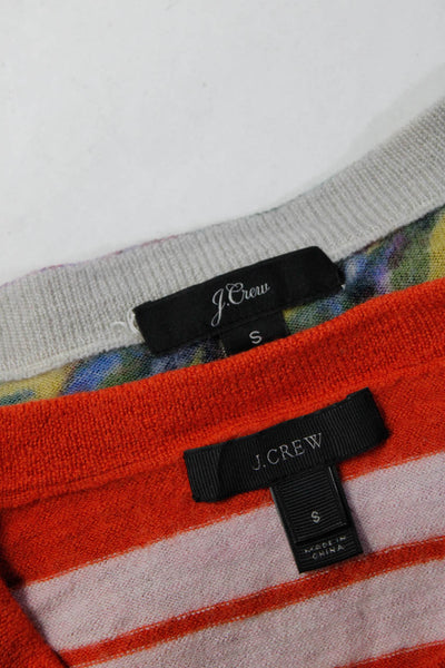 J Crew Women's Crewneck Long Sleeves Stripe Sweater Orange Size S Lot 2