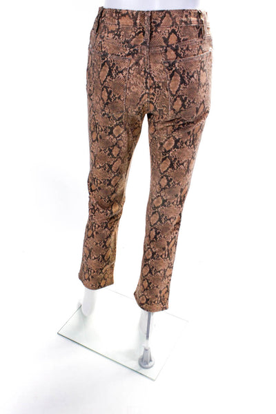 Frame Womens High Rise Snakeskin Printed Straight Leg Jeans Brown Size 26
