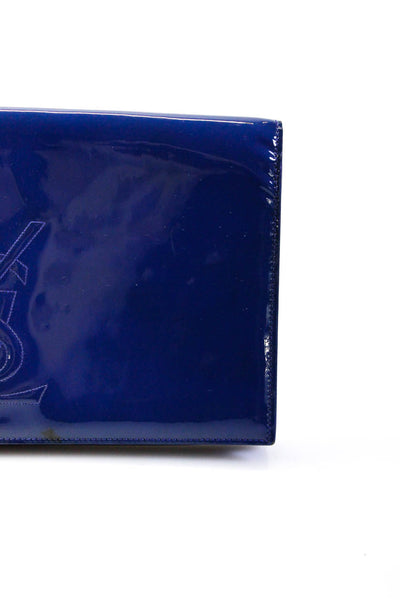 Yves Saint Laurent Womens YSL Logo Belle De Jour Patent Leather Clutch Handbag N