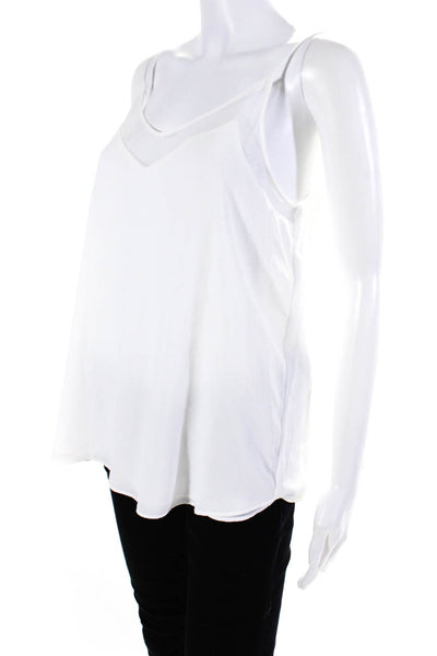 Tahari Women's Spaghetti Strap V Neck Tank Top Blouse White Size M