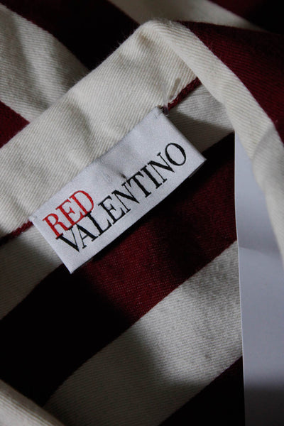 RED Valentino Women's Short Sleeve Button Down Striped Shirt Red White Size 38