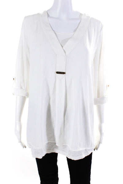 Michael Michael Kors Women's Layered Long Sleeve Blouse White Size 6