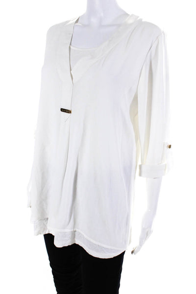 Michael Michael Kors Women's Layered Long Sleeve Blouse White Size 6