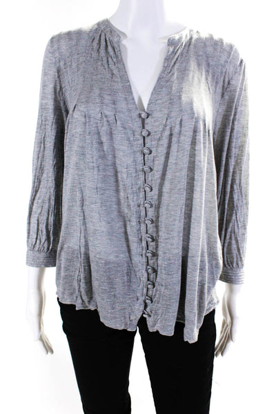 Soft Joie Women's 3/4 Sleeve Button Front Casual Top Gray Size M