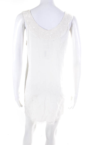 Alice + Olivia Women's Sleeveless A Line Sequin Mini Dress Ivory Size S