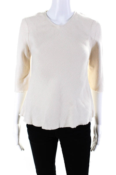 Rachel Comey Womens 3/4 Sleeved Buttoned Round Neck Woven Blouse Beige Size M