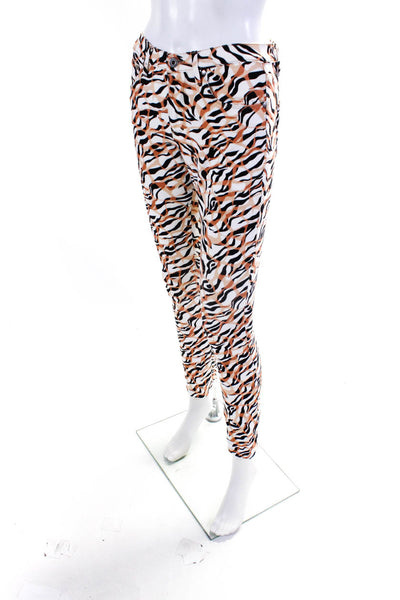 Roberto Cavalli Womens Zebra Print Skinny Jeans Pants White Black Tan Size 40