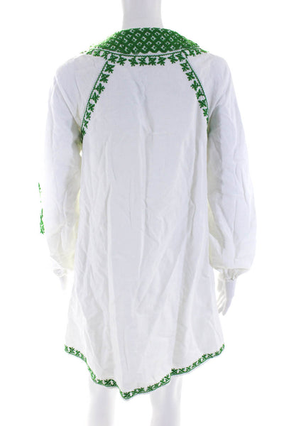 Roller Rabbit Women's Round Neck Short Sleeves Mini Dress White Size XS