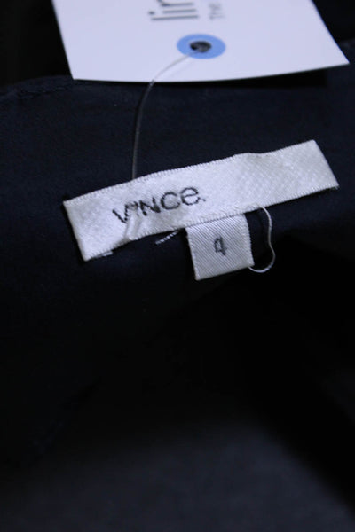 Vince Women's Zip Closure Pleated Flare Midi Skirt Navy Blue Size 4
