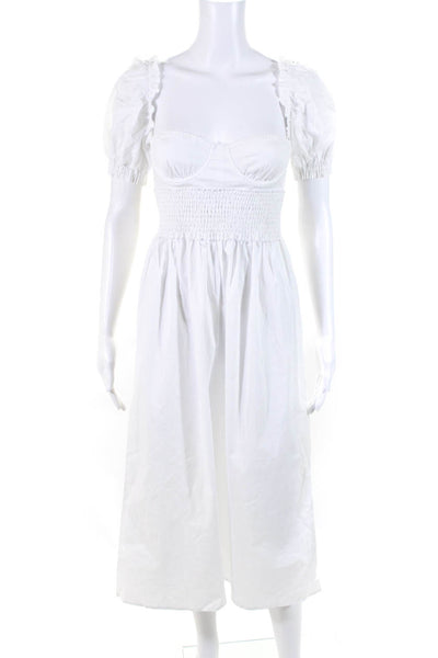 Weworewhat Womens Cotton Square Neck Puff Short Sleeve Maxi Dress White Size 00
