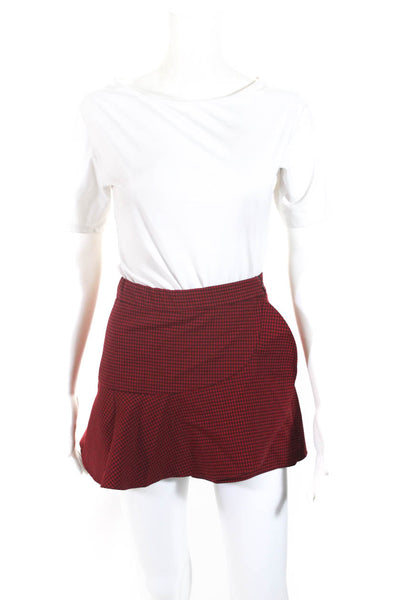 Zara Womens Cotton Woven Gingham Solid Wrap Mini Skorts Black Red Size S Lot 2