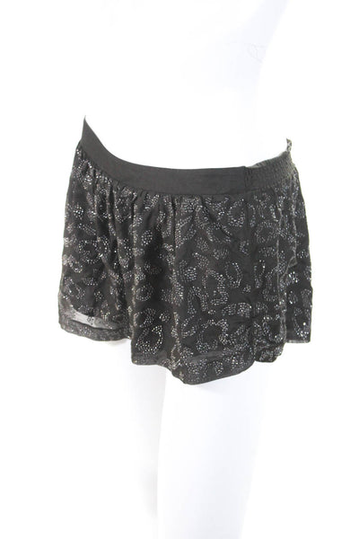 Rebecca Taylor Womens Silk Low-Rise Elastic Waist Sequined Shorts Gray Size 0