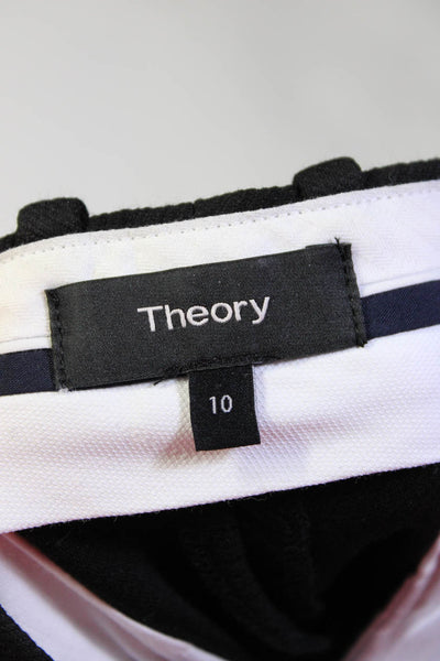 Theory Womens Creased Slim Leg Pintuck Knit Dress Pants Black Size 10