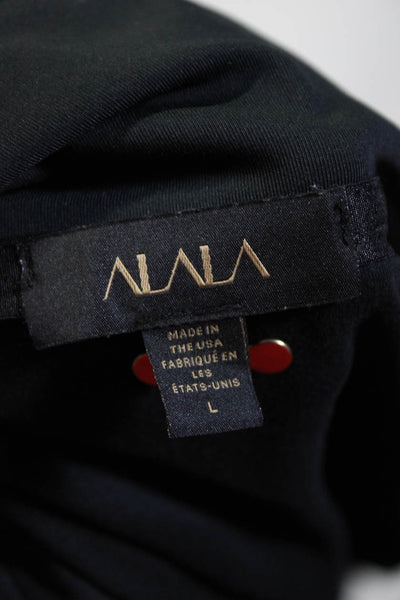 ALALA Womens Long Sleeves Half Zipper Mock Neck Track Shirt Black Size Large
