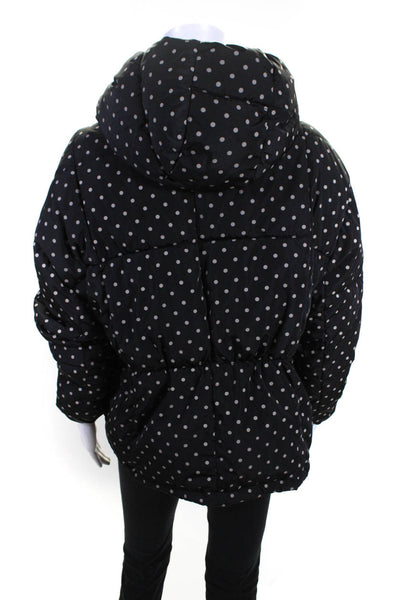 Rino and Pelle Womens Polka Dot Hooded Puffer Jacket Black Size EUR 40