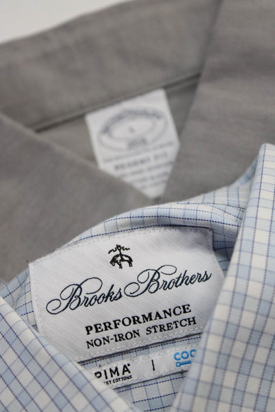 Brooks Brothers Mens Cotton Collared Button Up Shirt Gray Size L 15.5-33 Lot 2