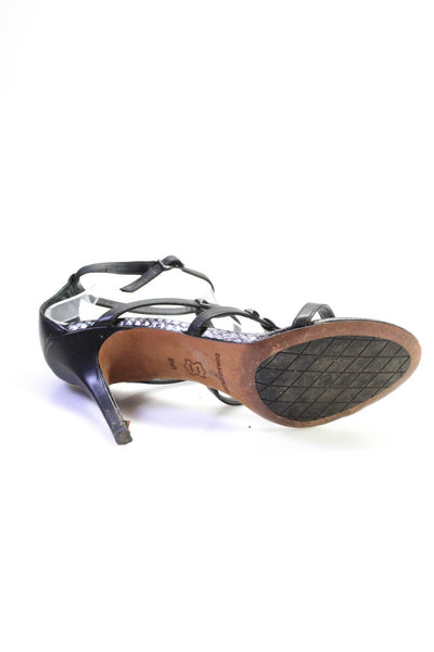 Donald J Pliner Womens Leather Studded Sandal Heels Black Size 8.5 Medium