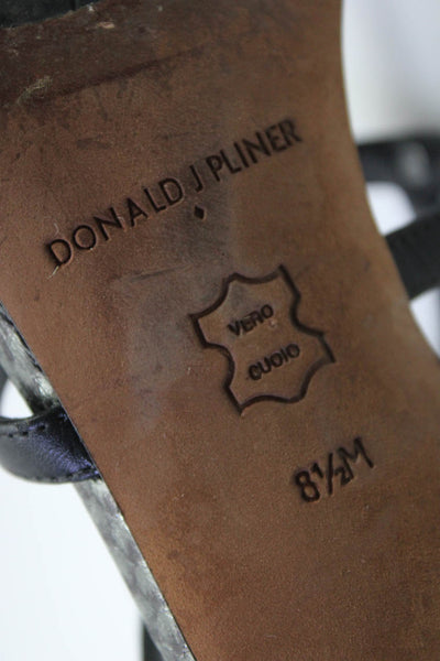 Donald J Pliner Womens Leather Studded Sandal Heels Black Size 8.5 Medium