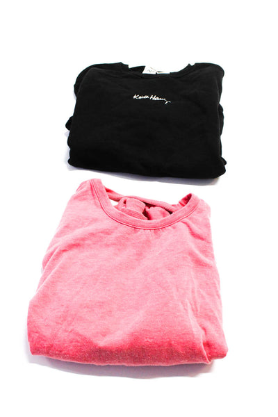 Zara Chaser Womens Embroidered Crew Neck Sweatshirts Black Pink Size M Lot 2