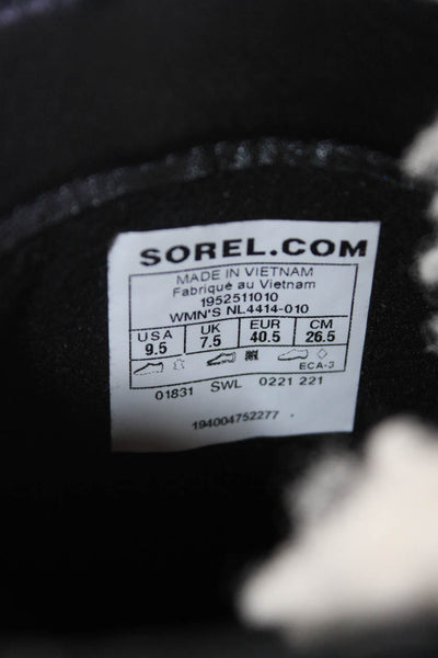 Sorel Women's Leather Waterproof Sherpa Lace Up Boots Black Size 9.5
