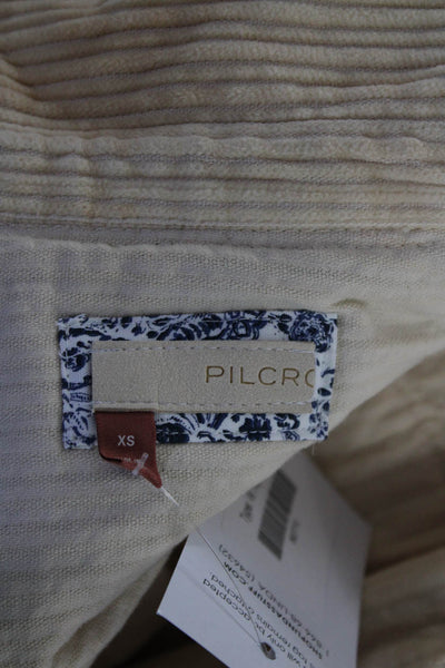 Pilcro Womens Cotton Corduroy Colorblock Print Button Up Top Multicolor Size XS