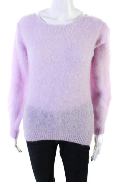 Bianco & Blu Womens Crochet Round Neck Long Sleeve Sweater Lilac Purple Size S