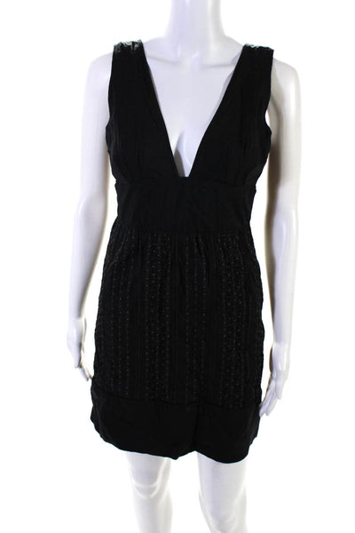 Catherine Malandrino Womens V Neck Sleeveless A Line Dress Black Size 4