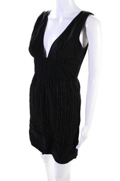 Catherine Malandrino Womens V Neck Sleeveless A Line Dress Black Size 4