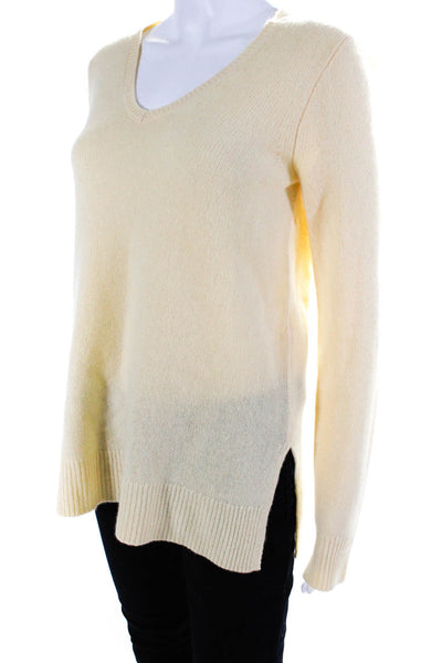 Calypso Saint Barth Women's Cashmere V Neck Pullover Sweater Yellow Size S