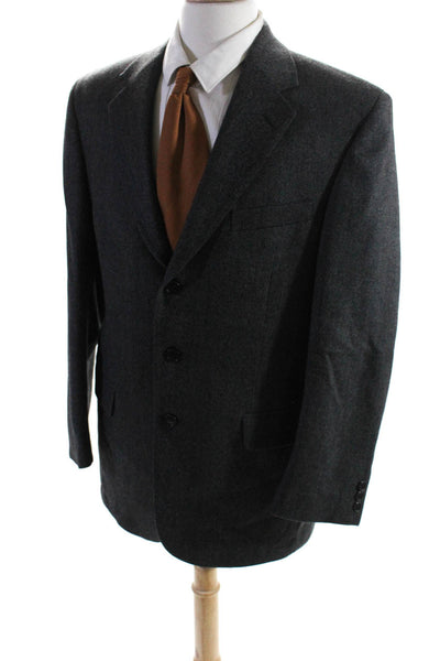 Andrew Fezza Mens Lamb Wool Long Sleeve Three-Button Blazer Jacket Gray Size 44