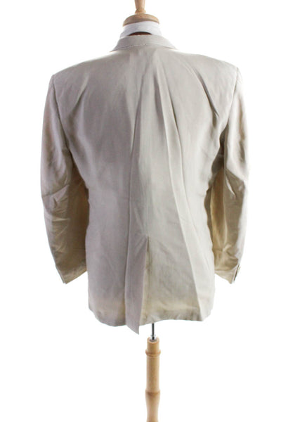 Burberrys Mens 100% Silk Long Sleeved Collared Two Button Blazer Beige Size M