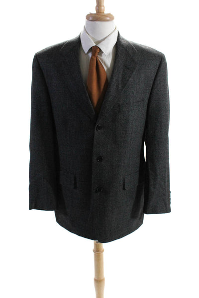 Roundtree & Yorke Mens 100% Wool Three Button Long Sleeved Blazer Gray Size 40