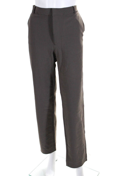 Elaine Kim Womens Flat Front Mid-Rise Straight Leg Dress Pants Dark Gray Size XL