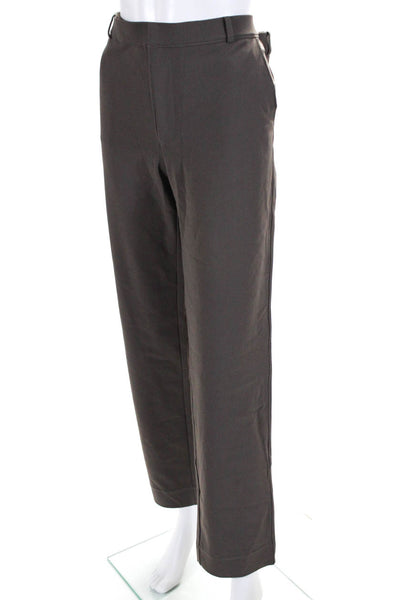 Elaine Kim Womens Flat Front Mid-Rise Straight Leg Dress Pants Dark Gray Size XL