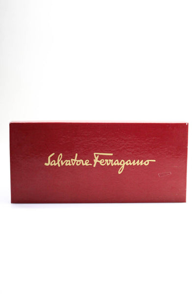 Salvatore Ferragamo Womens Snakeskin Open Toe Bow Slingback Heels Brown Size 6