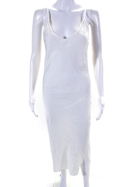 Mikoh Womens Spaghetti Strap V-Neck Curved Hem Mid-Calf Tank Dress White Size 1