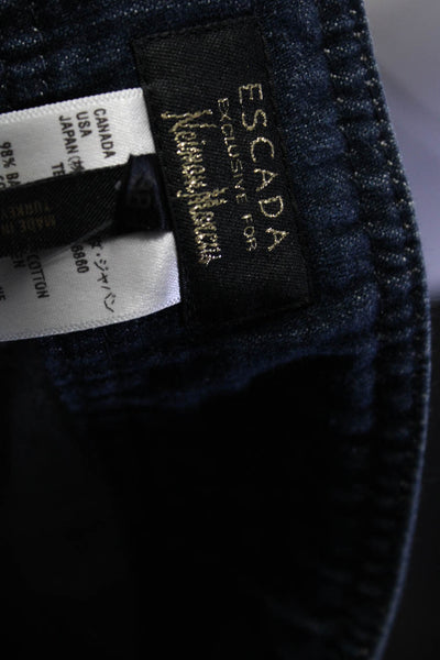 Escada Womens Denim Dark Wash Textured High Waist Straight Jeans Blue Size 38