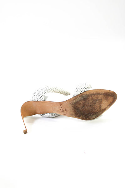 Alexandre Birman Women's Braided Strap High Heel Mule Sandals White Size 40.5