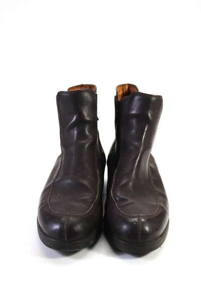 Salvatore Ferragamo Women's Leather Round Toe Chelsea Boots Brown Size 6.5